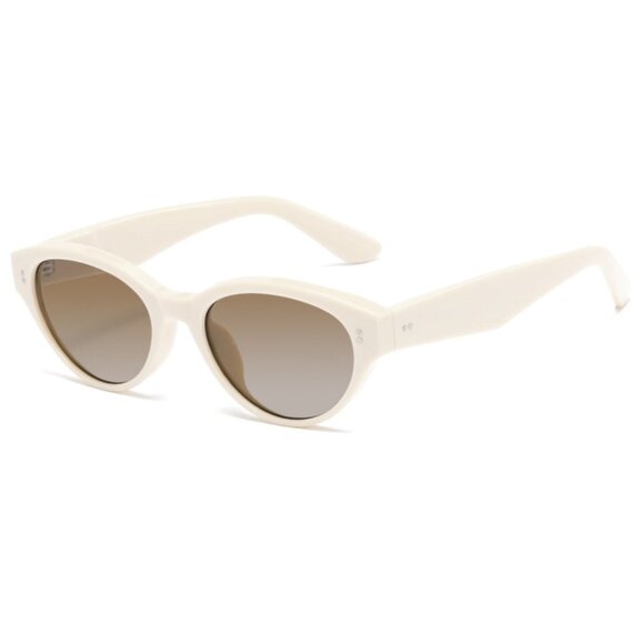 Cat-Eye Retro White Frame Black Lens Sunglasses main image 3